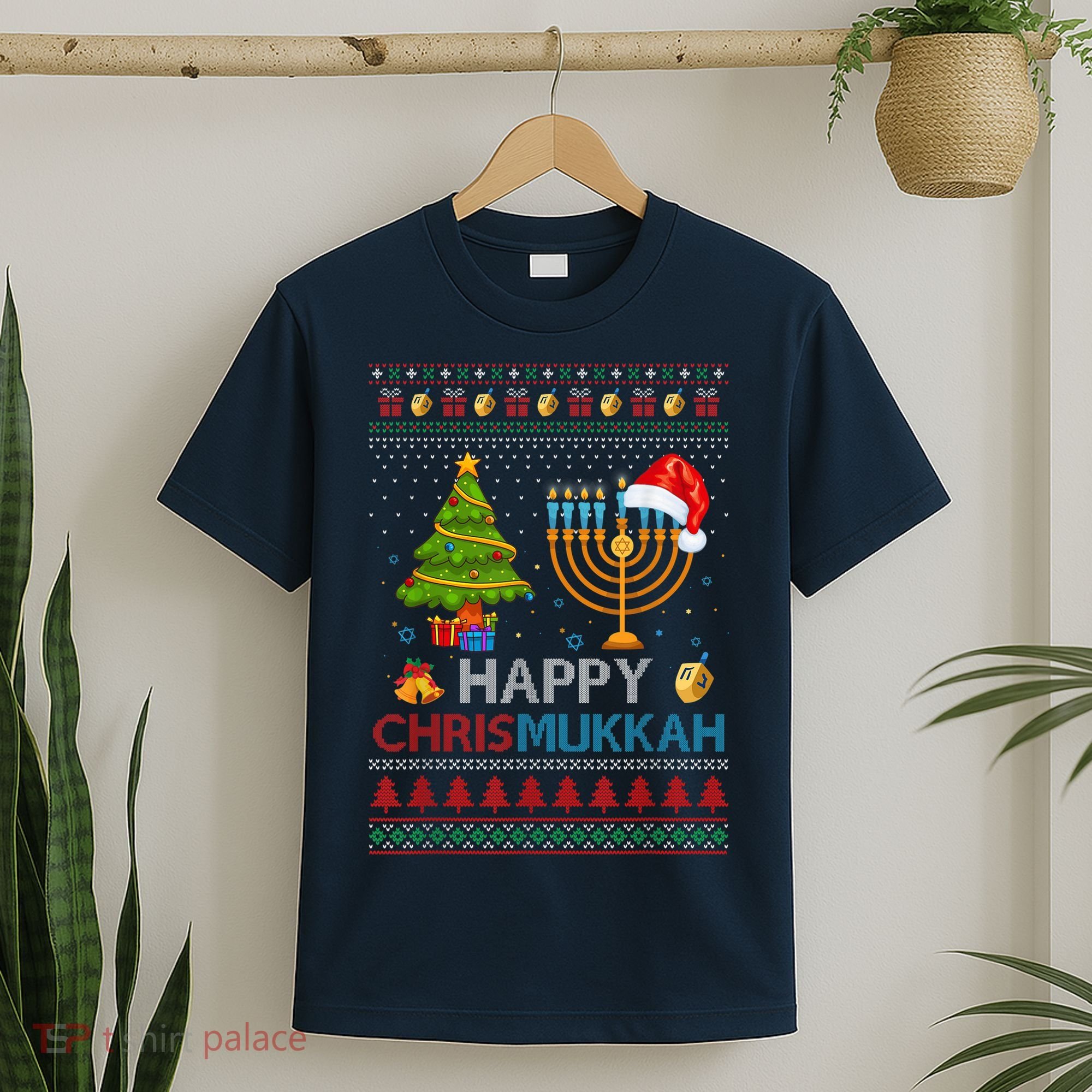 Happy Chrismukkah Jewish Hanukkah Chanukah Ugly Christmas T-Shirt
