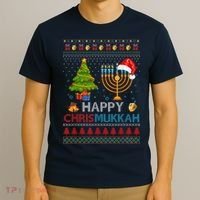 Happy Chrismukkah Jewish Hanukkah Chanukah Ugly Christmas T-Shirt thumb 3