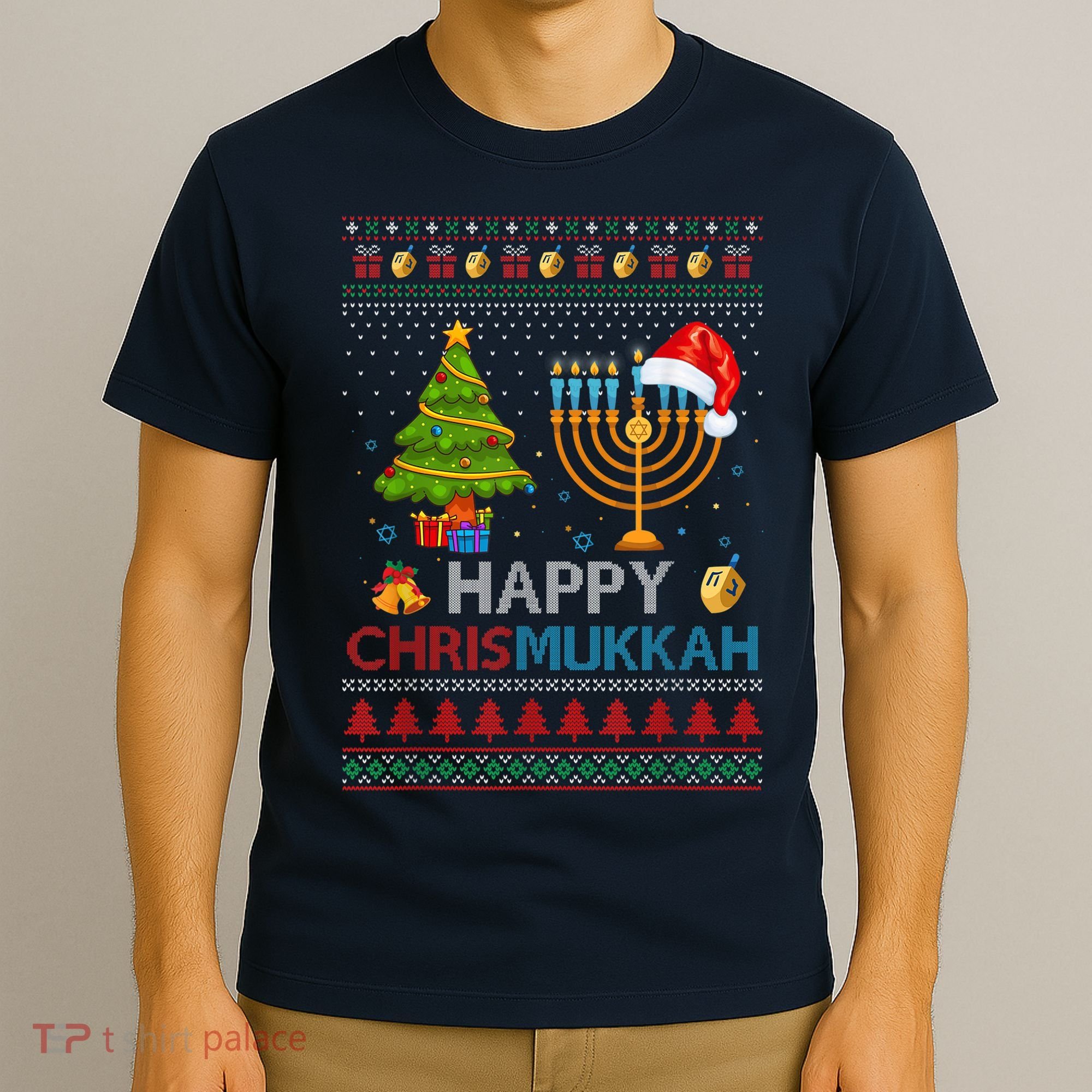 Happy Chrismukkah Jewish Hanukkah Chanukah Ugly Christmas T-Shirt