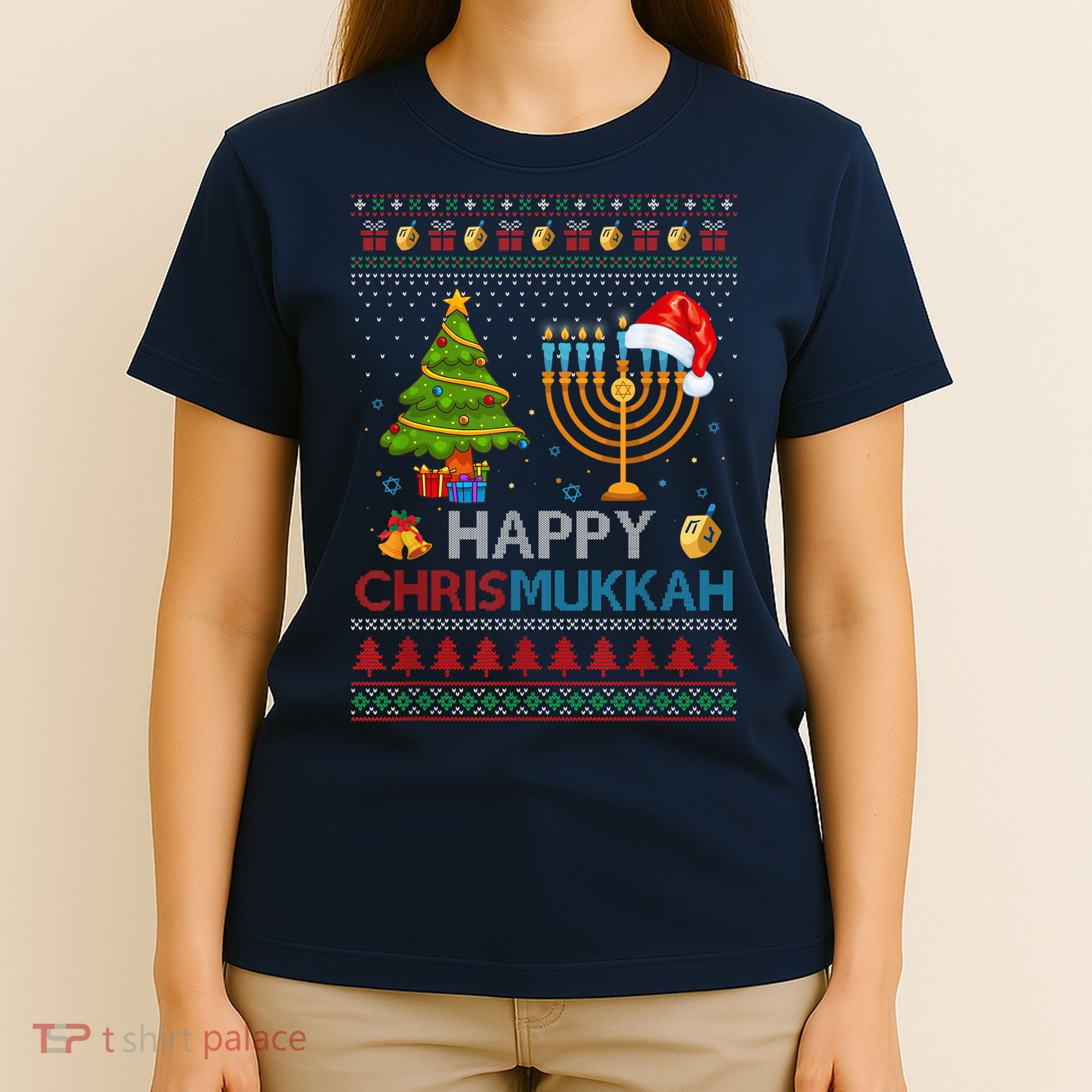 Happy Chrismukkah Jewish Hanukkah Chanukah Ugly Christmas T-Shirt