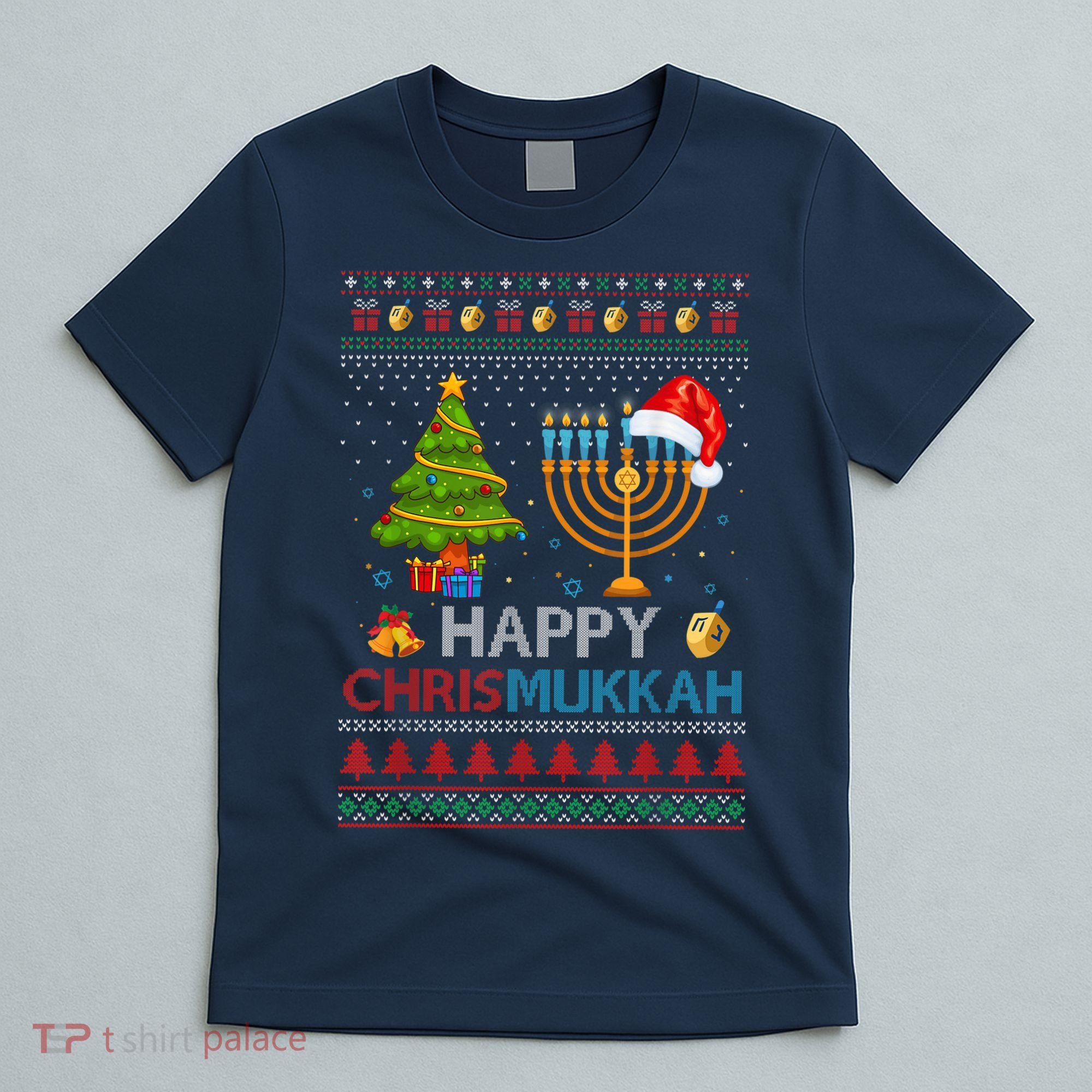 Happy Chrismukkah Jewish Hanukkah Chanukah Ugly Christmas T-Shirt