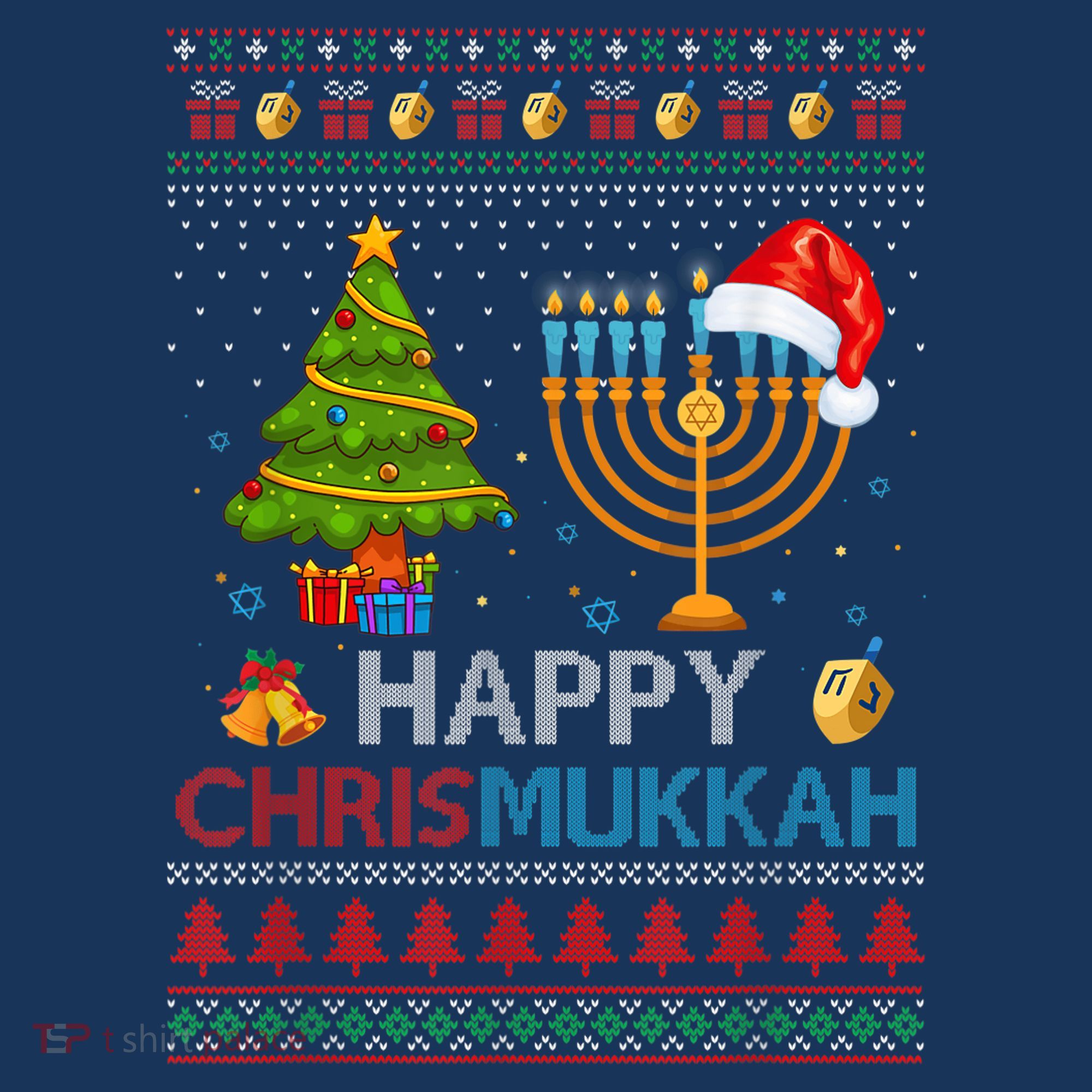 Happy Chrismukkah Jewish Hanukkah Chanukah Ugly Christmas T-Shirt