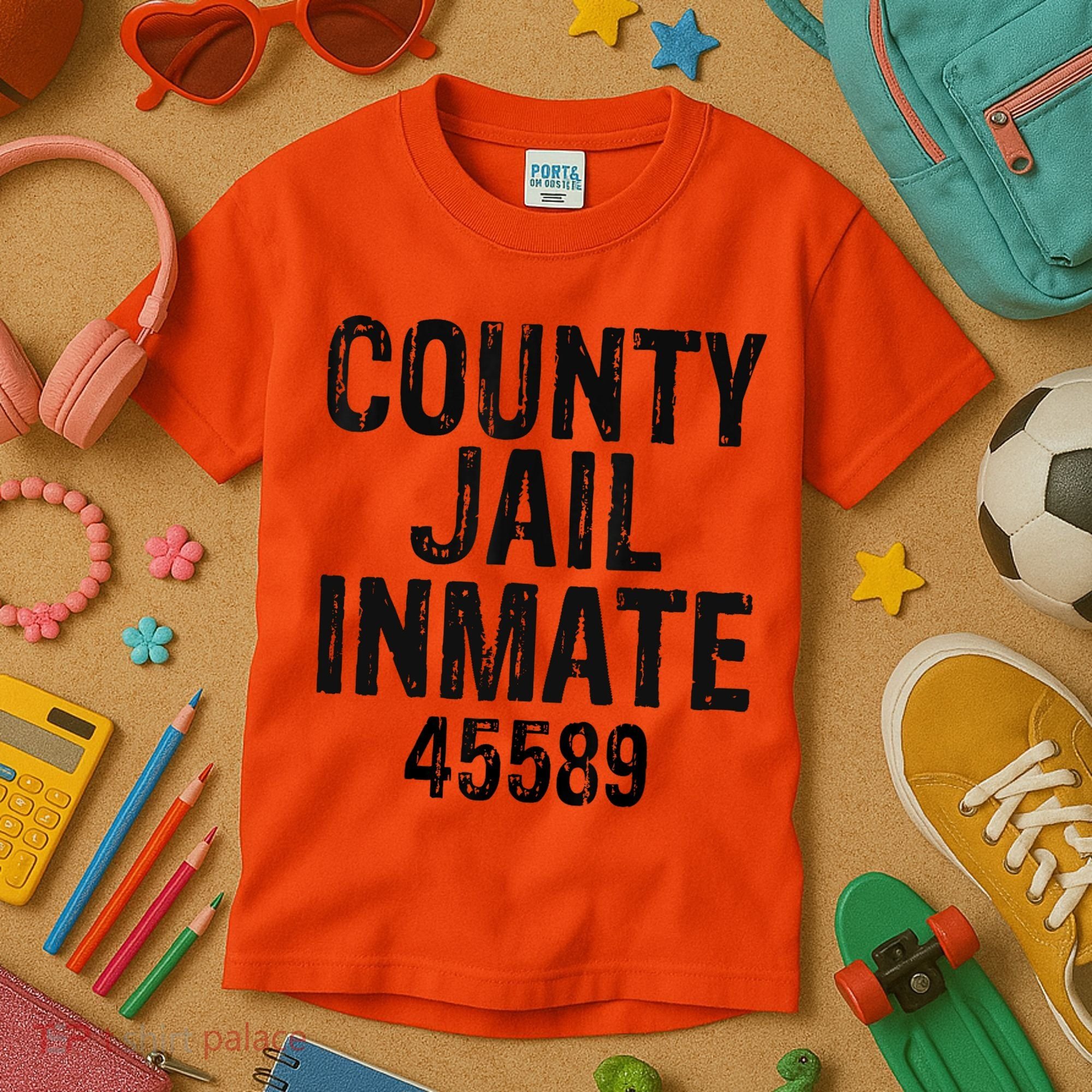 Halloween County Jail Inmate Costume Kids T-Shirt