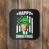 Happy Christmas Joe Biden Funny St Patrick's Day Coaster thumb 0