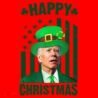 Happy Christmas Joe Biden Funny St Patrick's Day Santa Hat thumb 1