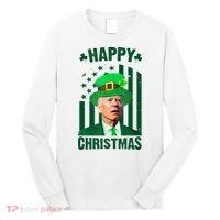 Happy Christmas Joe Biden Funny St Patrick's Day Long Sleeve Shirt thumb 0