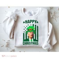 Happy Christmas Joe Biden Funny St Patrick's Day Sweatshirt thumb 2