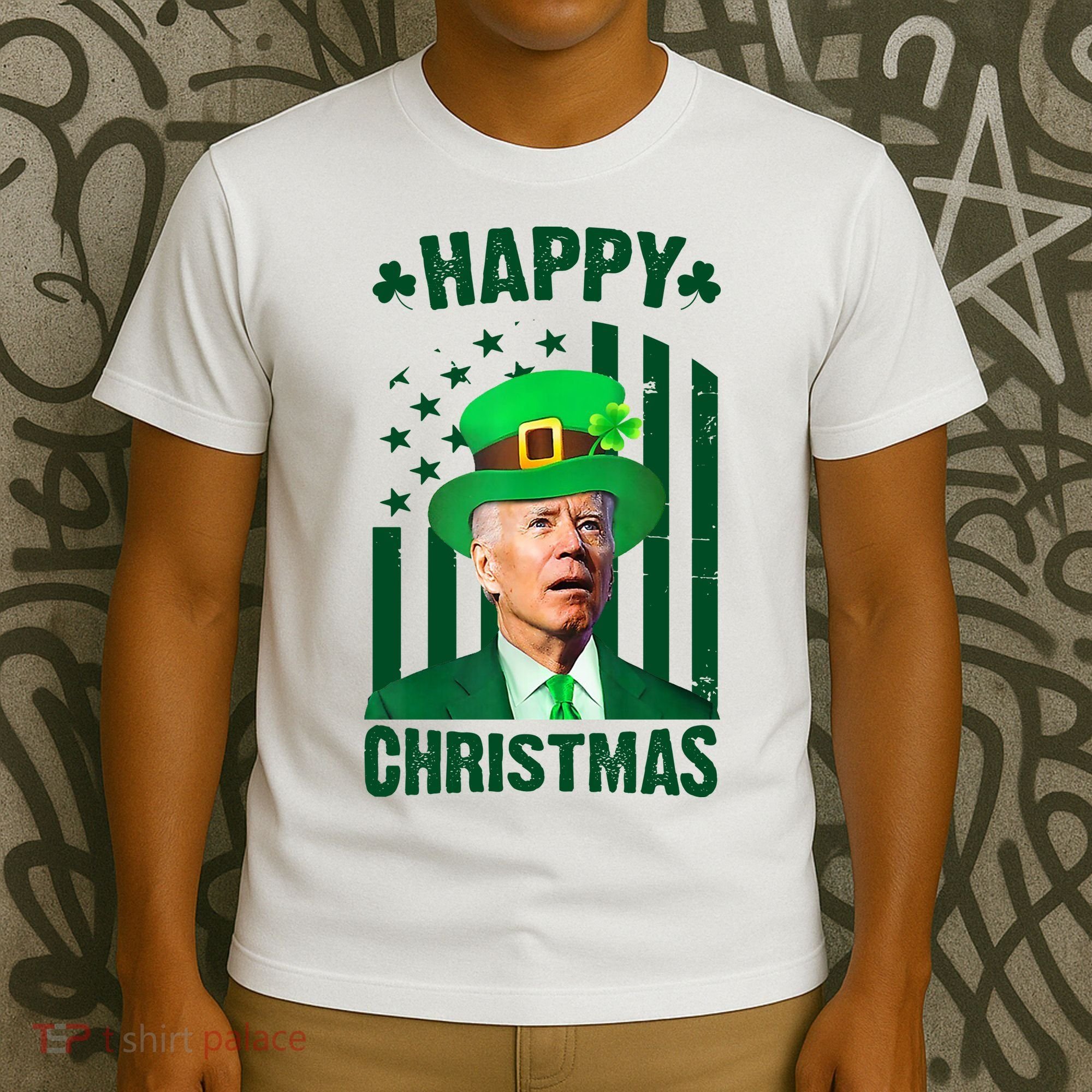 Happy Christmas Joe Biden Funny St Patrick's Day T-Shirt