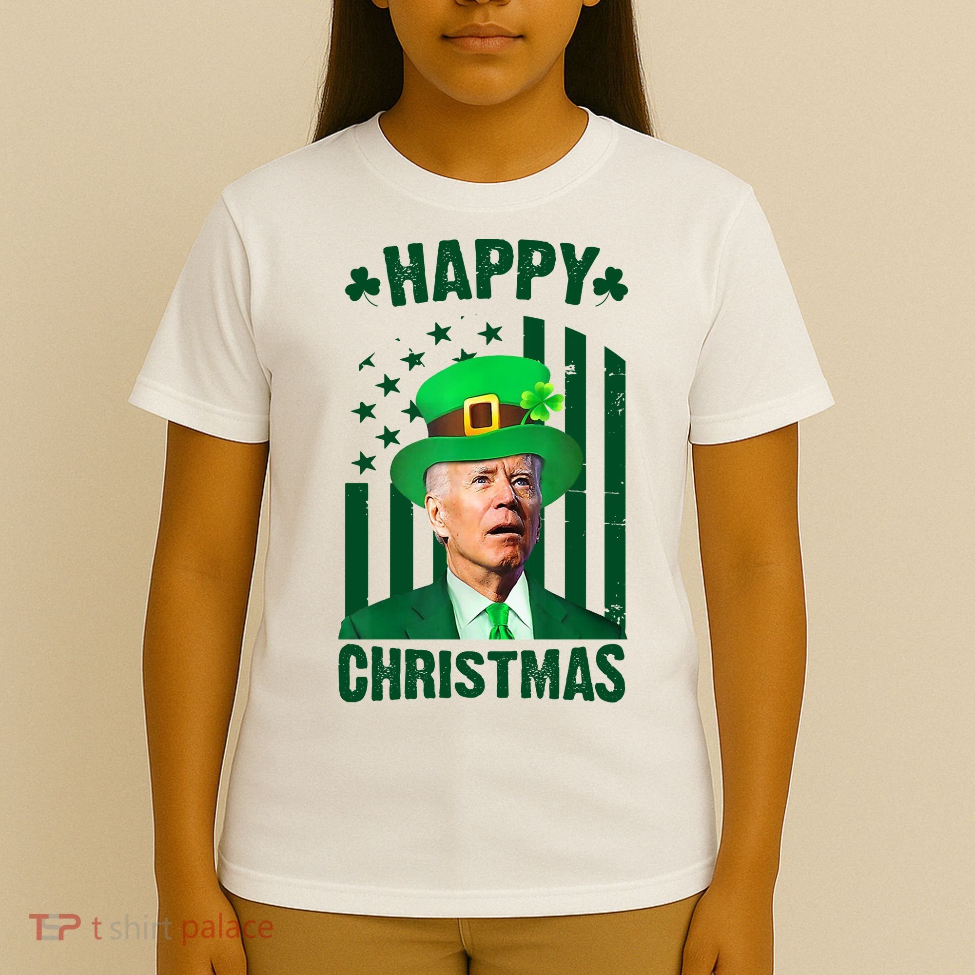 Happy Christmas Joe Biden Funny St Patrick's Day T-Shirt