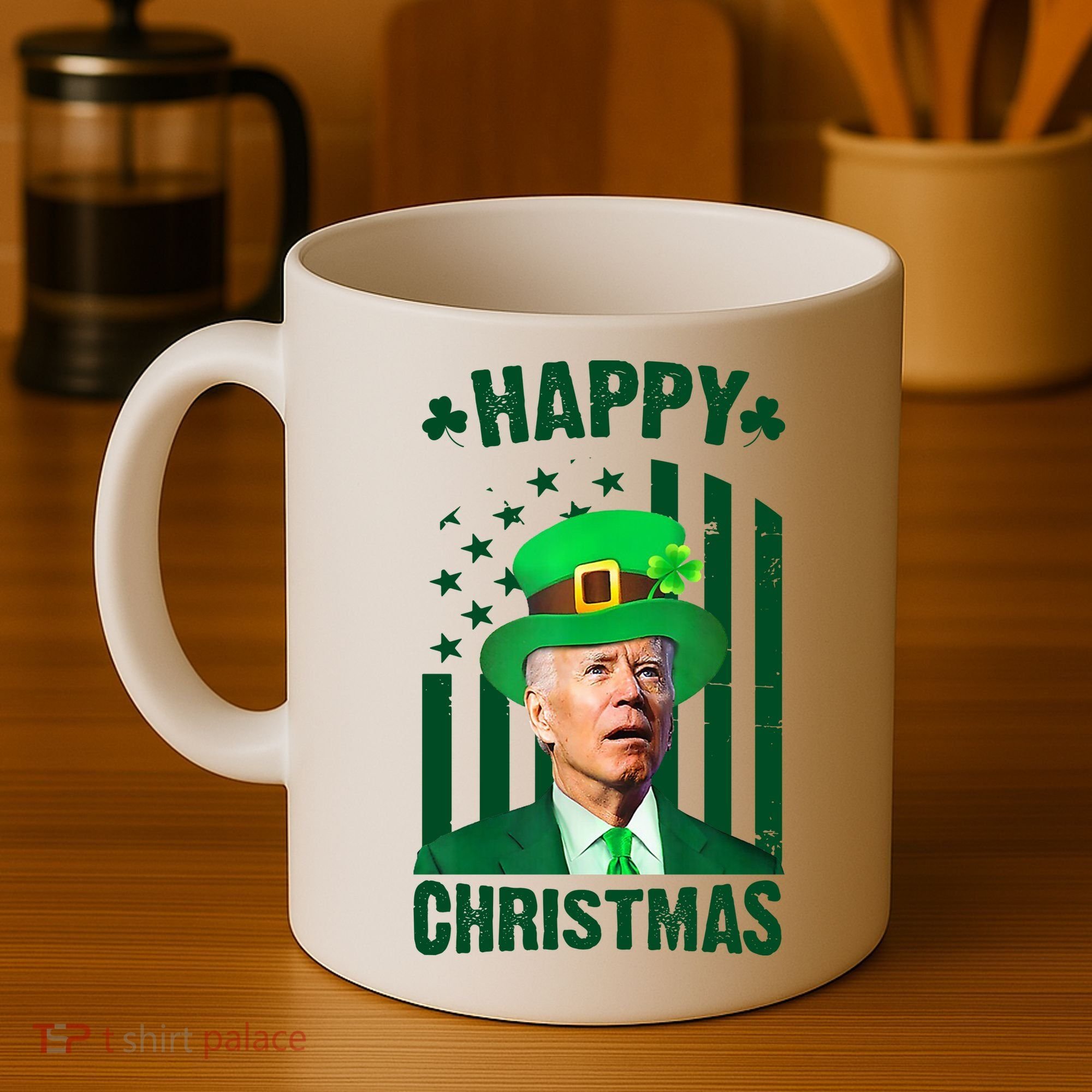 Happy Christmas Joe Biden Funny St Patrick's Day Coffee Mug