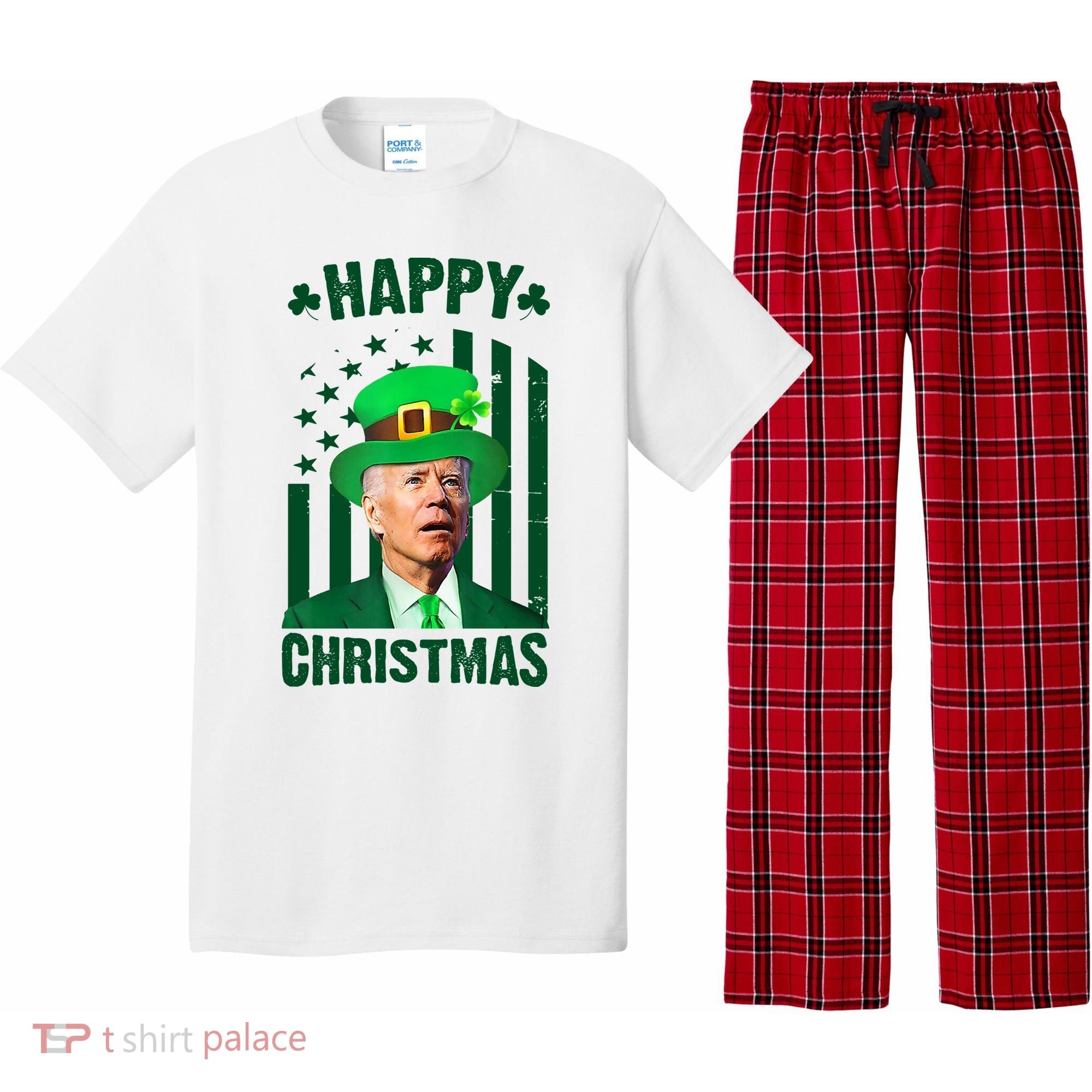 Happy Christmas Joe Biden Funny St Patrick's Day Pajama Set