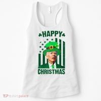 Happy Christmas Joe Biden Funny St Patrick's Day Women's Tank Top thumb 0