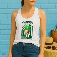 Happy Christmas Joe Biden Funny St Patrick's Day Women's Tank Top thumb 2