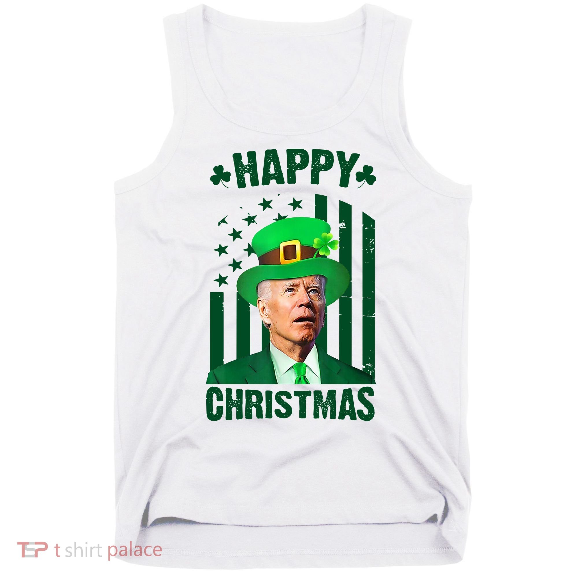 Happy Christmas Joe Biden Funny St Patrick's Day Tank Top