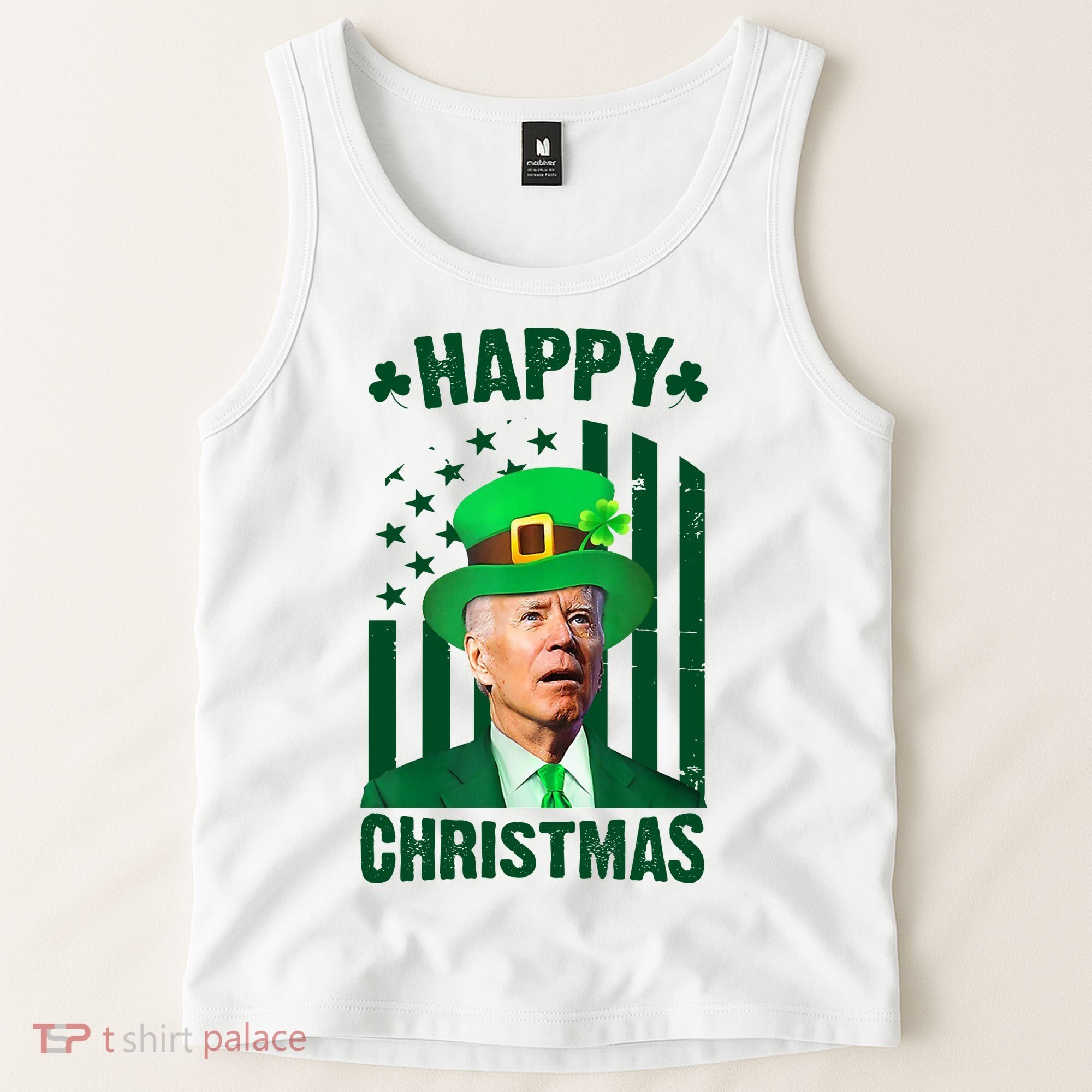 Happy Christmas Joe Biden Funny St Patrick's Day Tank Top