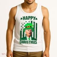 Happy Christmas Joe Biden Funny St Patrick's Day Tank Top thumb 3