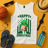 Happy Christmas Joe Biden Funny St Patrick's Day Tank Top thumb 4