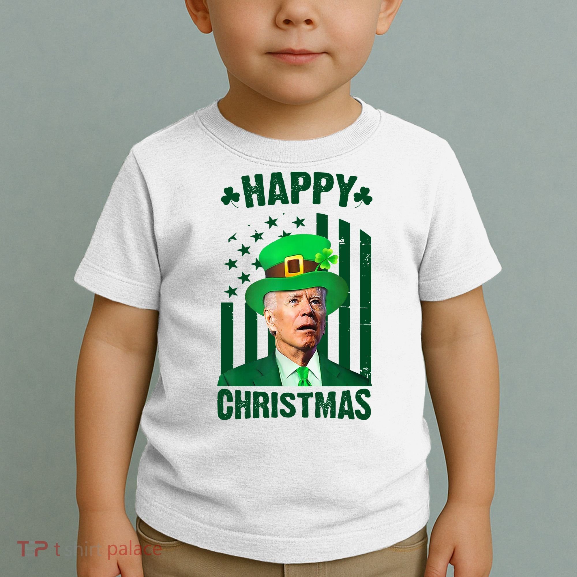 Happy Christmas Joe Biden Funny St Patrick's Day Toddler T-Shirt