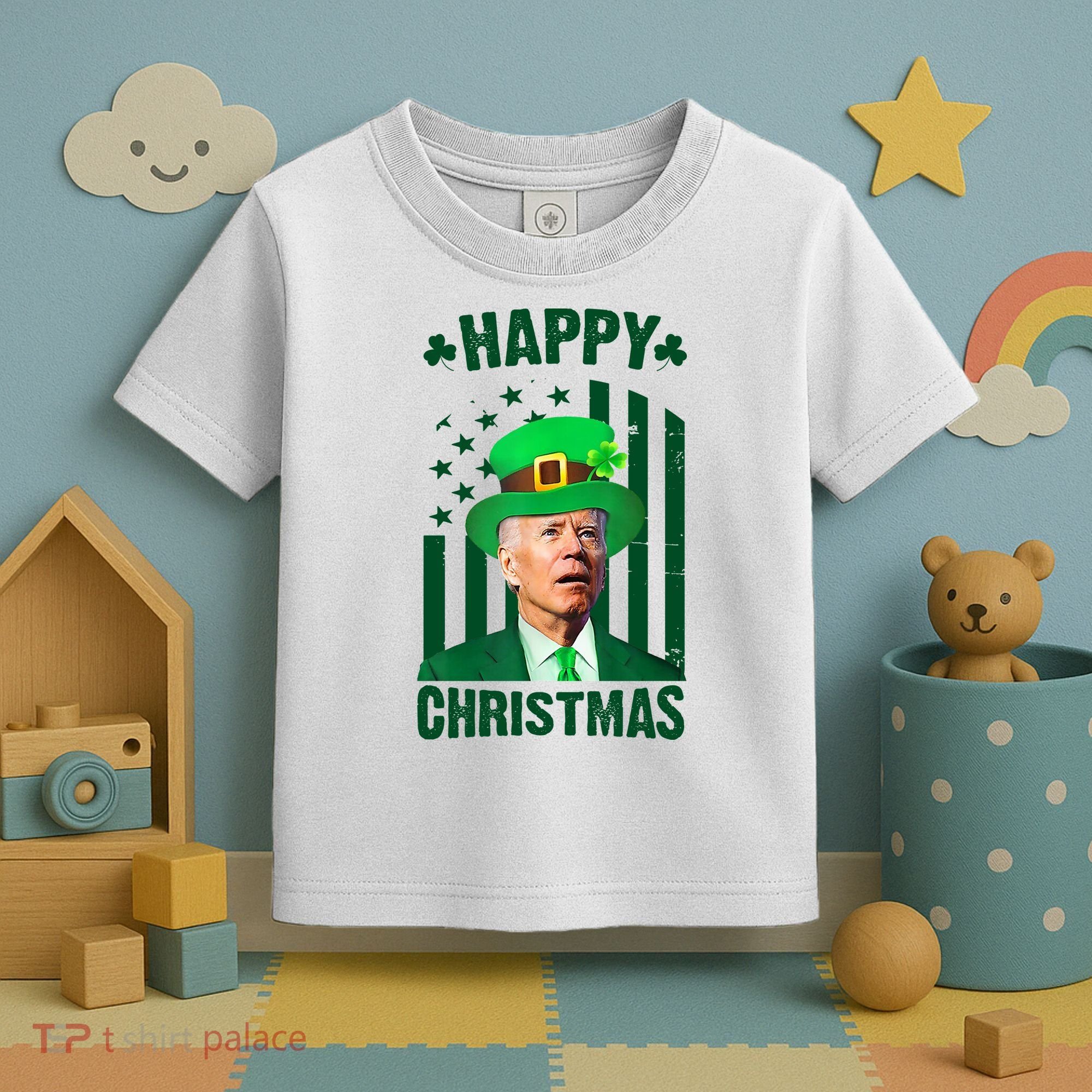 Happy Christmas Joe Biden Funny St Patrick's Day Toddler T-Shirt