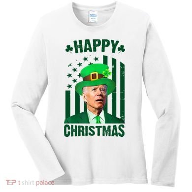 Happy Christmas Joe Biden Funny St Patrick's Day Women's Long Sleeve Shirt