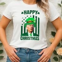 Happy Christmas Joe Biden Funny St Patrick's Day Women's T-Shirt thumb 2