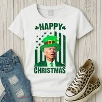Happy Christmas Joe Biden Funny St Patrick's Day Women's T-Shirt thumb 3