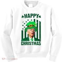 Happy Christmas Joe Biden Funny St Patrick's Day Kids Sweatshirt thumb 0