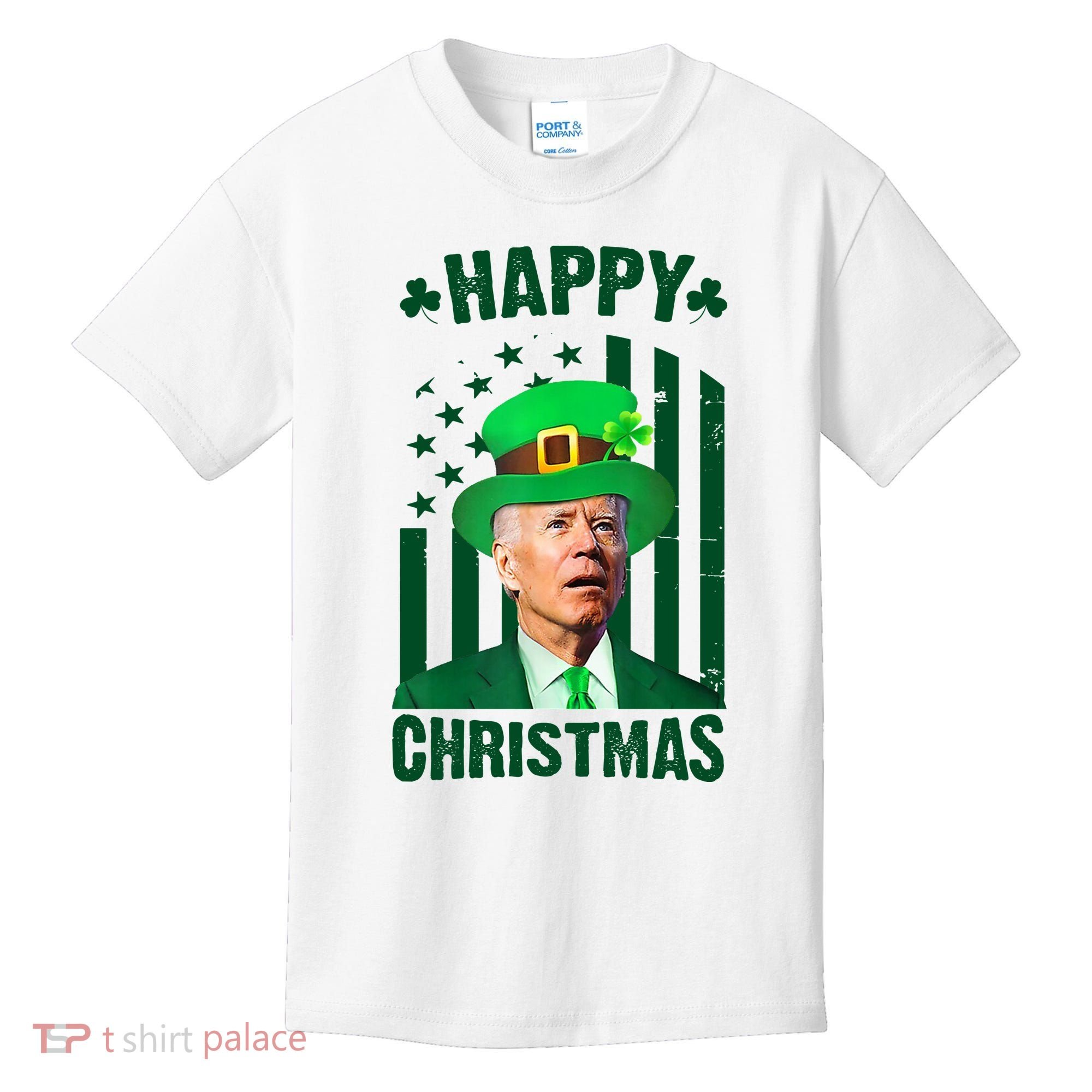 Happy Christmas Joe Biden Funny St Patrick's Day Kids T-Shirt