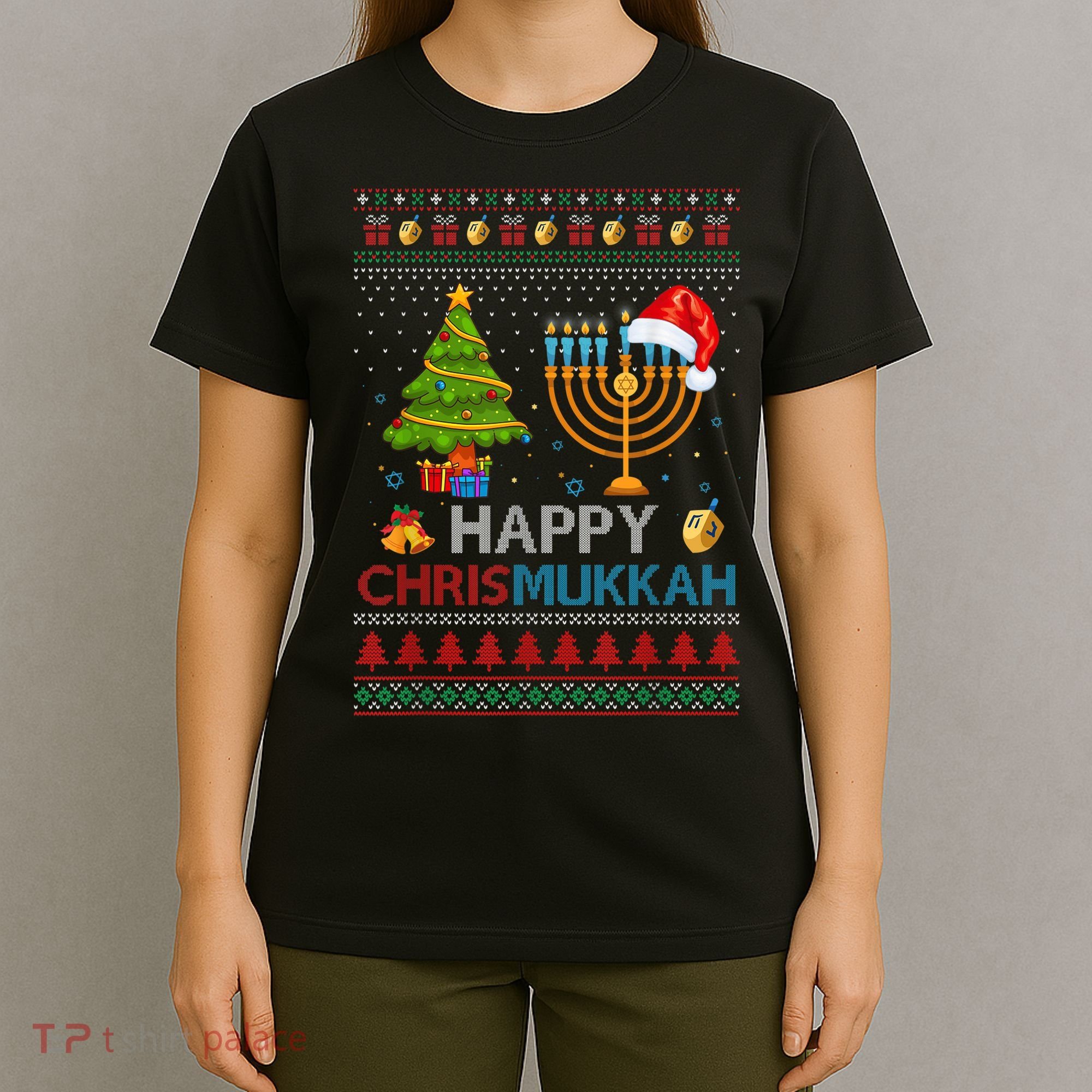 Happy Chrismukkah Jewish Hanukkah Chanukah Ugly Christmas T-Shirt
