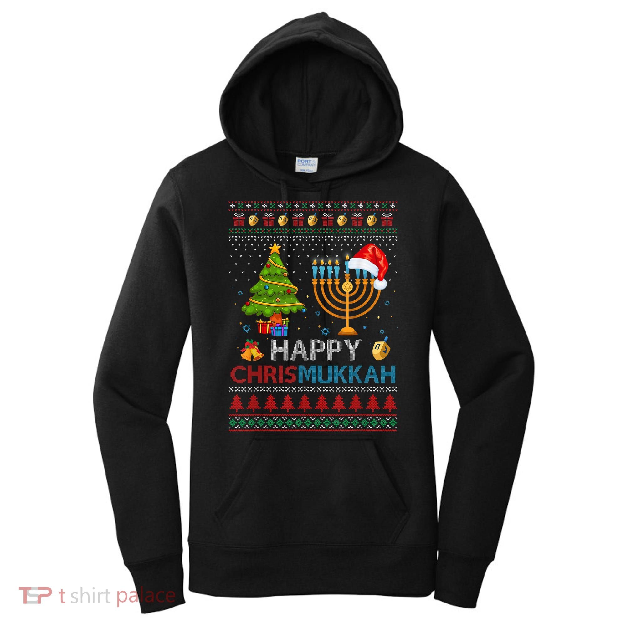 Happy Chrismukkah Jewish Hanukkah Chanukah Ugly Christmas Women's Hoodie