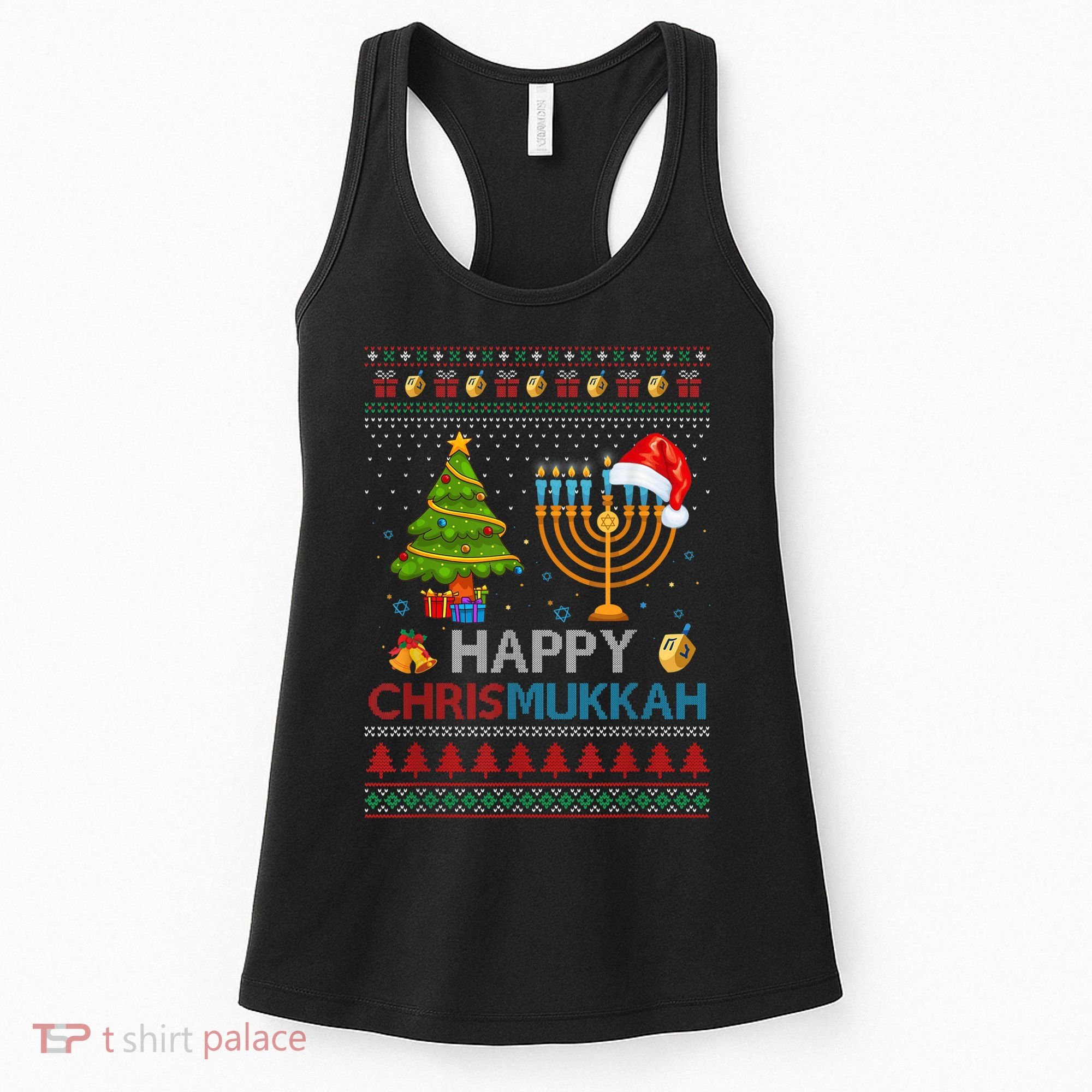 Happy Chrismukkah Jewish Hanukkah Chanukah Ugly Christmas Women's Tank Top