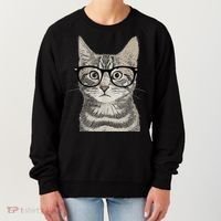 Hipster Cat Kitten Spectacles Eye Glasses Funny Cute Women's Sweatshirt thumb 0