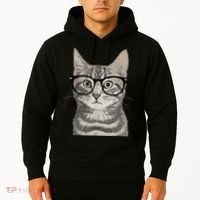 Hipster Cat Kitten Spectacles Eye Glasses Funny Cute Hoodie thumb 2