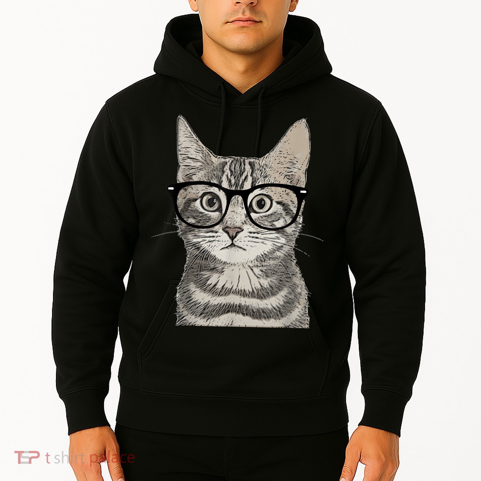 Hipster Cat Kitten Spectacles Eye Glasses Funny Cute Hoodie