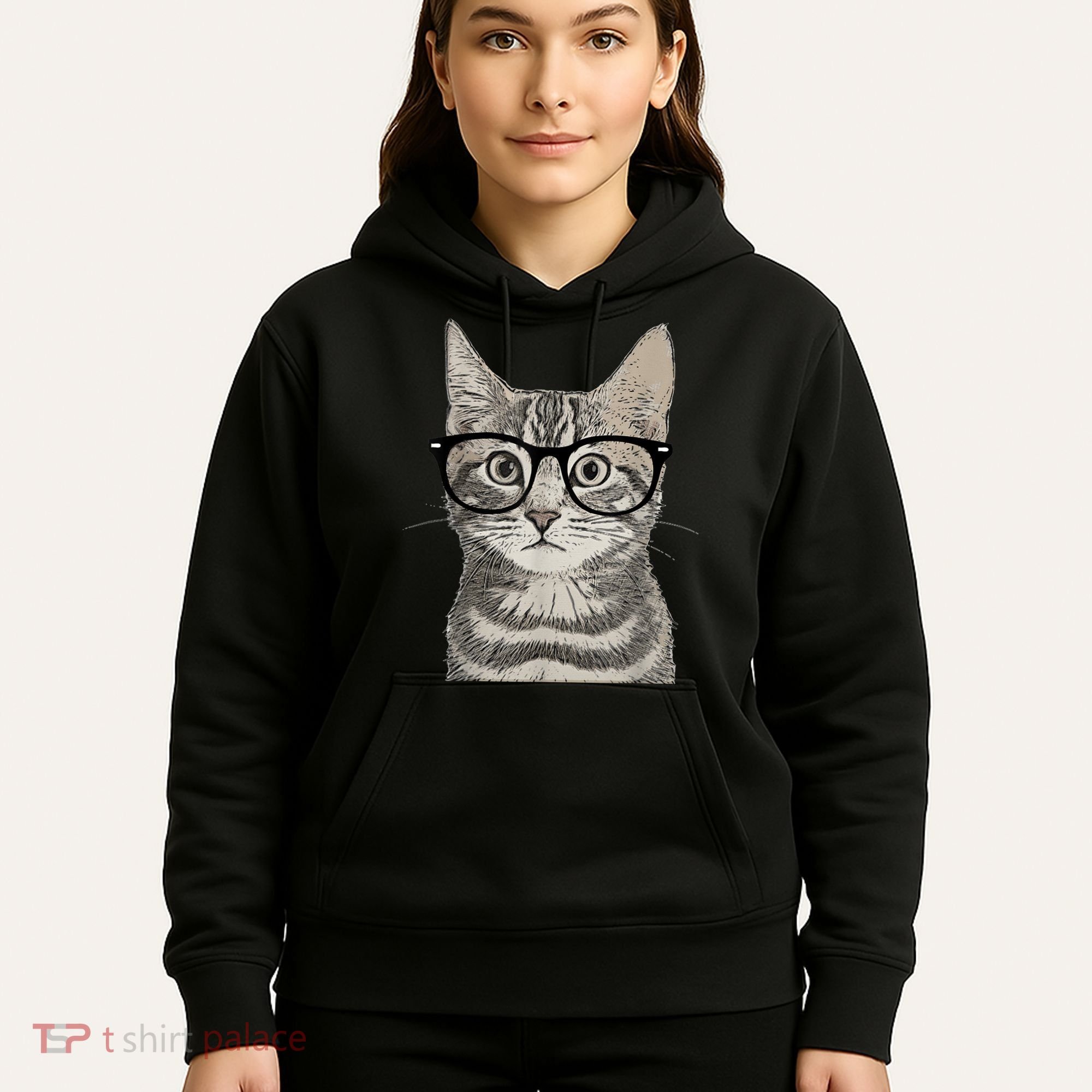 Hipster Cat Kitten Spectacles Eye Glasses Funny Cute Hoodie