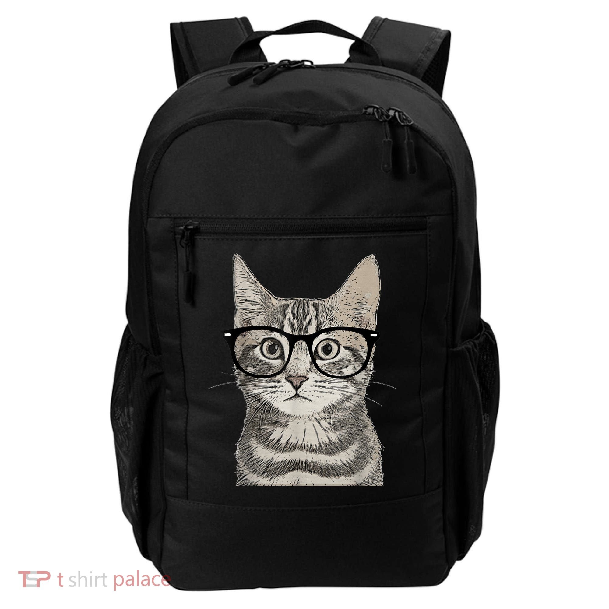 Hipster Cat Kitten Spectacles Eye Glasses Funny Cute Backpack