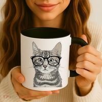 Hipster Cat Kitten Spectacles Eye Glasses Funny Cute Coffee Mug thumb 3
