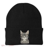 Hipster Cat Kitten Spectacles Eye Glasses Funny Cute Beanie thumb 0