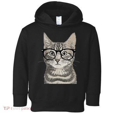 Hipster Cat Kitten Spectacles Eye Glasses Funny Cute Toddler Hoodie