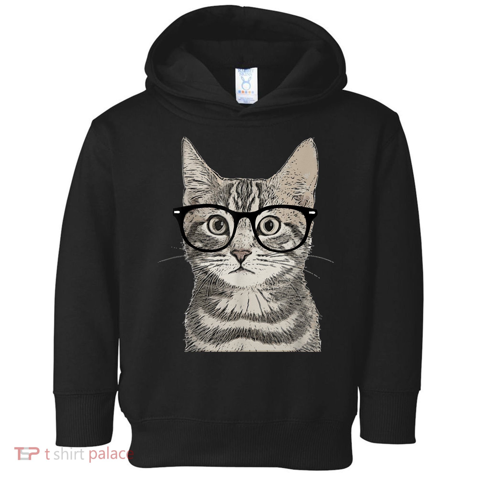 Hipster Cat Kitten Spectacles Eye Glasses Funny Cute Toddler Hoodie