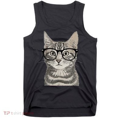 Hipster Cat Kitten Spectacles Eye Glasses Funny Cute Tank Top