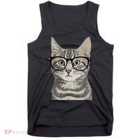 Hipster Cat Kitten Spectacles Eye Glasses Funny Cute Tank Top thumb 0