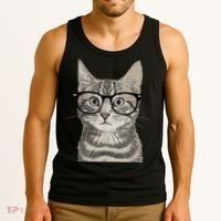 Hipster Cat Kitten Spectacles Eye Glasses Funny Cute Tank Top thumb 3