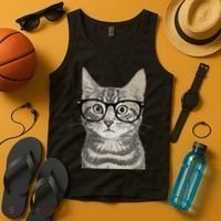Hipster Cat Kitten Spectacles Eye Glasses Funny Cute Tank Top thumb 4
