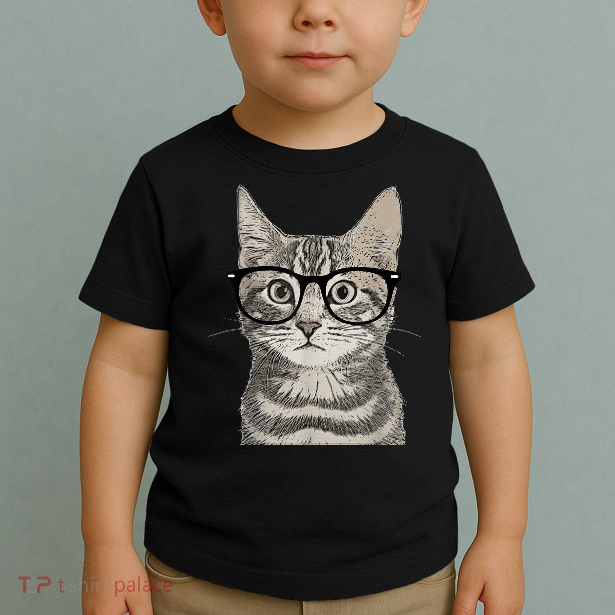 Hipster Cat Kitten Spectacles Eye Glasses Funny Cute Toddler T-Shirt
