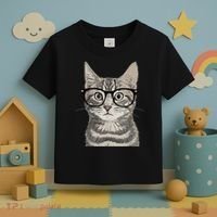 Hipster Cat Kitten Spectacles Eye Glasses Funny Cute Toddler T-Shirt thumb 3