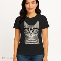 Hipster Cat Kitten Spectacles Eye Glasses Funny Cute Women's T-Shirt thumb 4