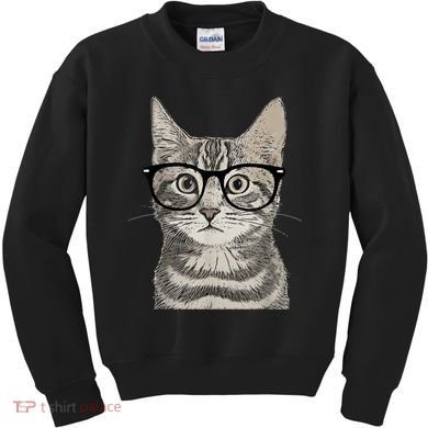Hipster Cat Kitten Spectacles Eye Glasses Funny Cute Kids Sweatshirt