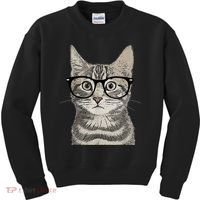 Hipster Cat Kitten Spectacles Eye Glasses Funny Cute Kids Sweatshirt thumb 0