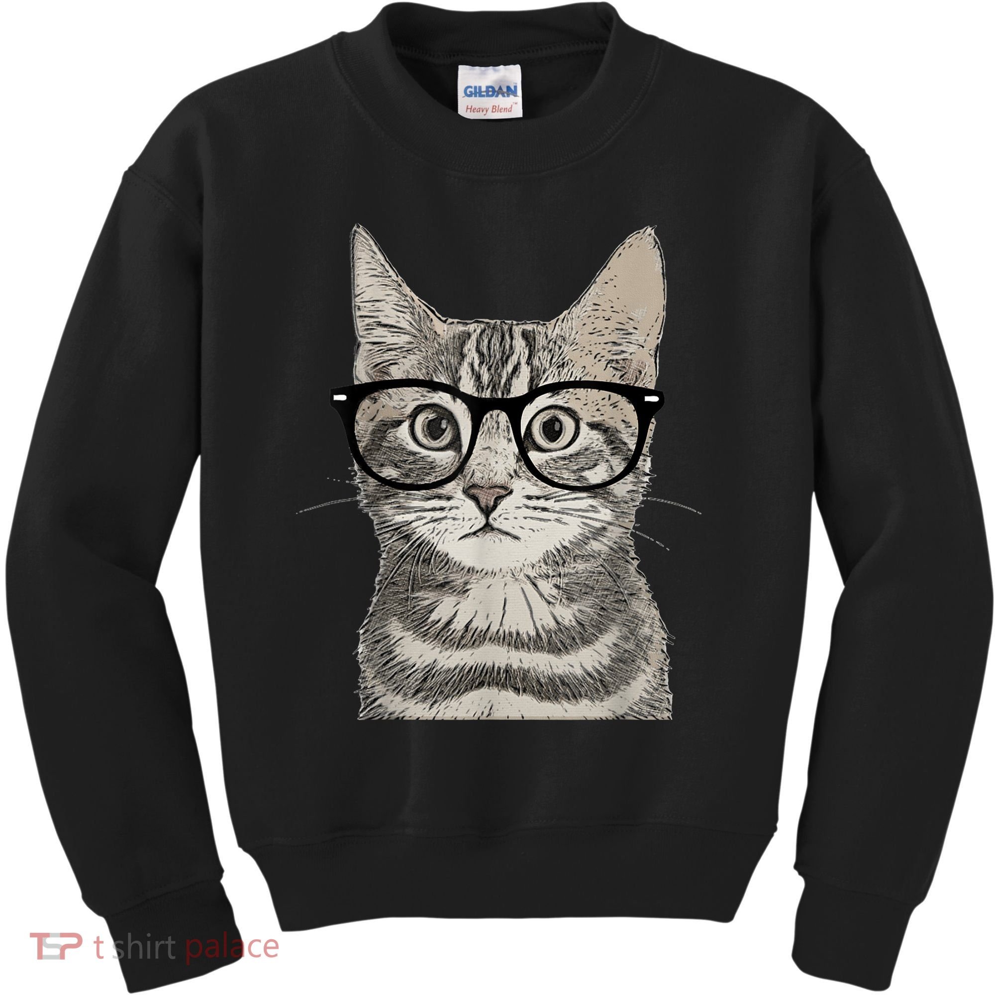 Hipster Cat Kitten Spectacles Eye Glasses Funny Cute Kids Sweatshirt